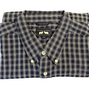 Woods & Gray Men XXL Shirt Short Sleeve Button Up Button Down Collar Navy Plaid